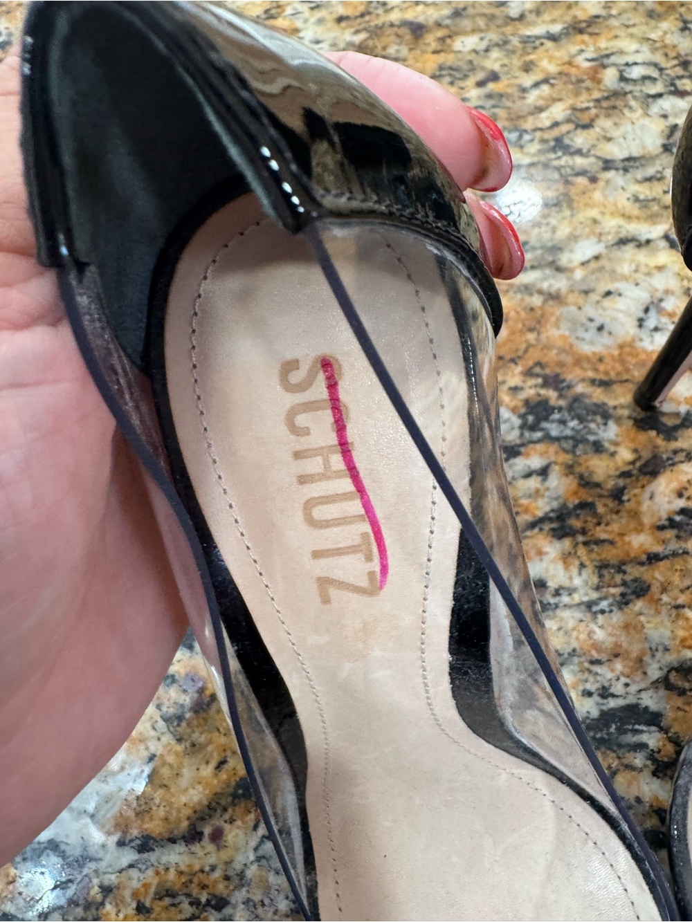 SCHUTZ Black Patent Pointed-Toe Clear sz8.5 - Picture 6 of 9